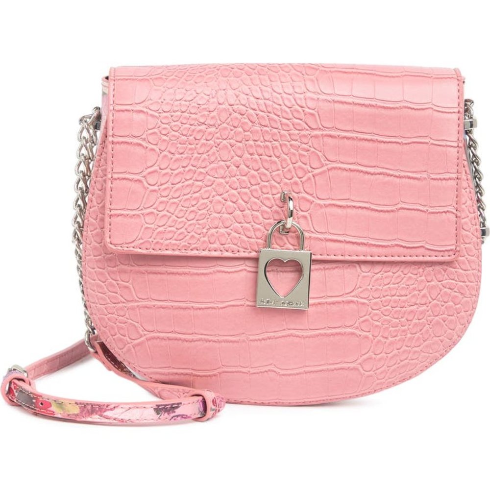 NWT Betsey Johnson Dark Blush Snake Embossed Floral Saddle Bag | Crossbody Bag